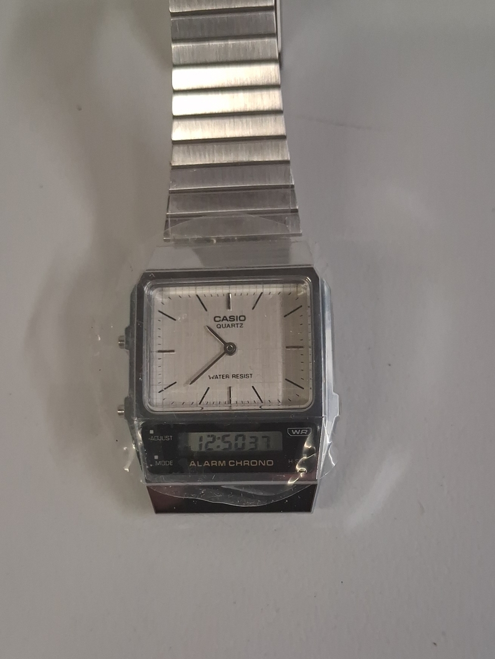 Casio Silver Dual Analog-Digital Bracelet Watch